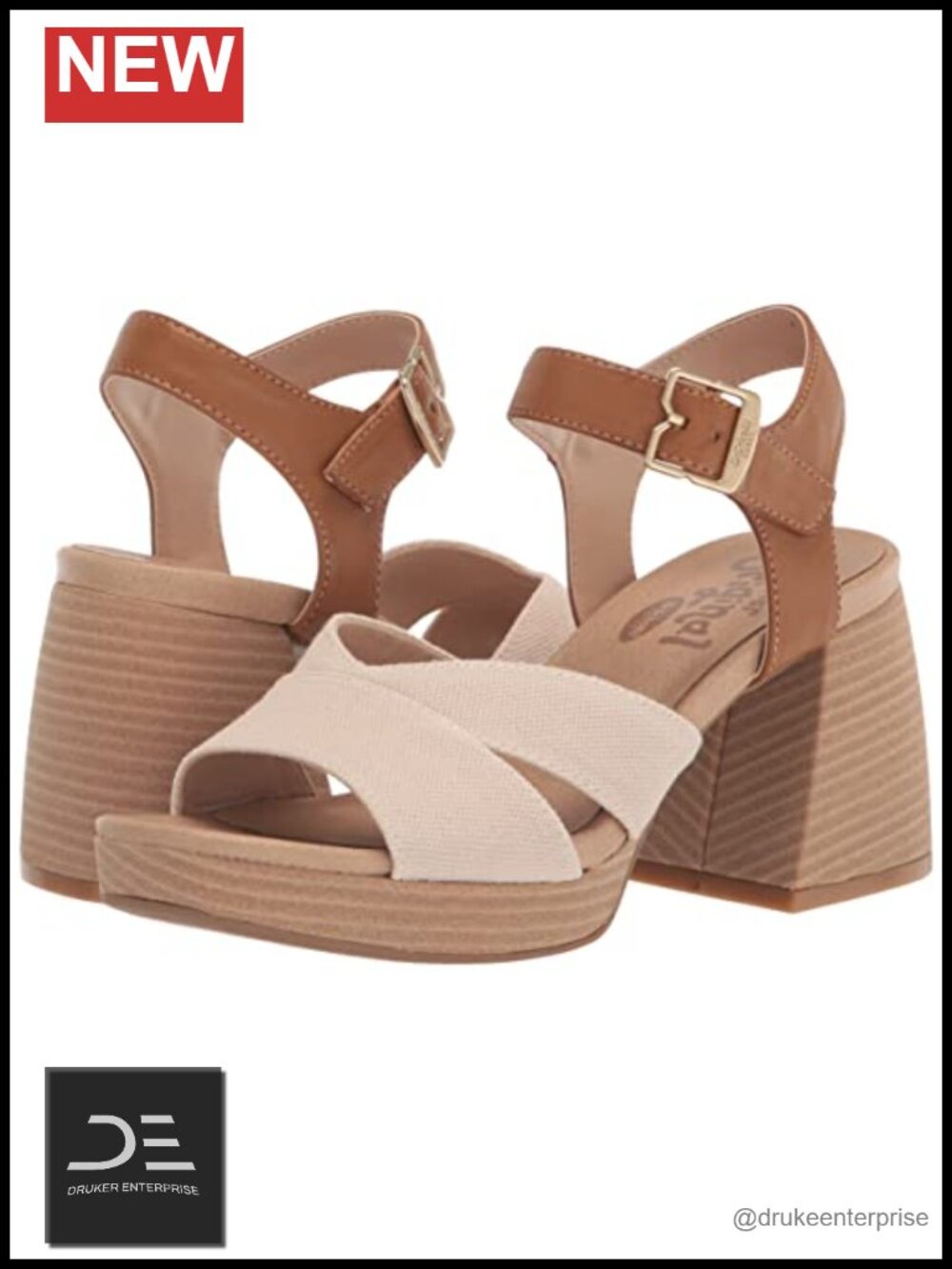 Women's Block Heel Sandals Platform Heels Faux Leather Arch Support - Picture 6 of 6